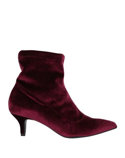 Marenè Woman Ankle Boots Garnet Size 7 Textile Fibers In Red