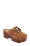 Cordani Winona Faux Shearling Platform Clog In Cuoio/ Cuoio