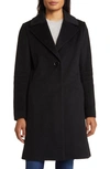 Via Spiga Walker Single Breasted Wool Blend Coat In Black