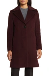 Via Spiga Walker Single Breasted Wool Blend Coat In Burgundy