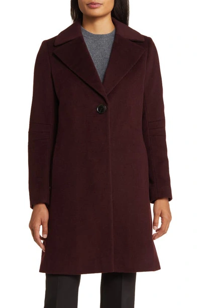 Via Spiga Walker Single Breasted Wool Blend Coat In Burgundy