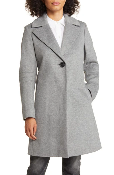 Via Spiga Walker Single Breasted Wool Blend Coat In Light Grey