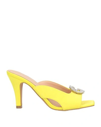Gaelle Paris Gaëlle Paris Woman Sandals Yellow Size 8 Textile Fibers