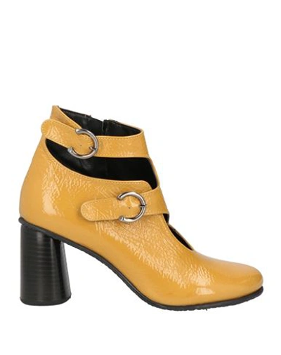 1725.a Woman Ankle Boots Ocher Size 7 Soft Leather In Yellow