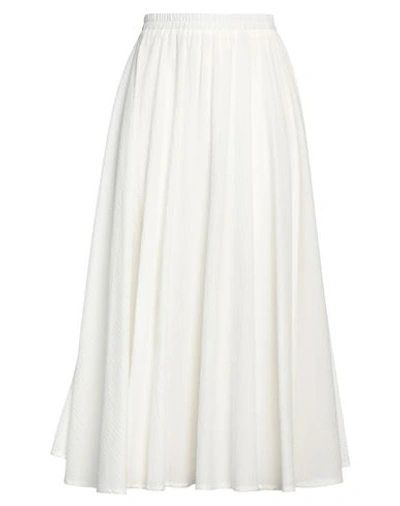 Niū Woman Midi Skirt Ivory Size M Cotton, Elastane In White