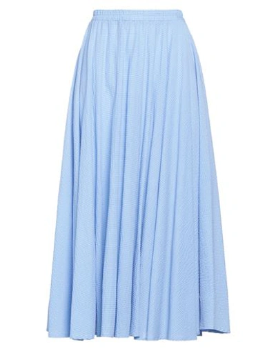 Niū Woman Midi Skirt Light Blue Size M Cotton, Elastane