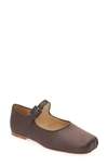 Sandy Liang Mary Jane Flat In Umber Satin