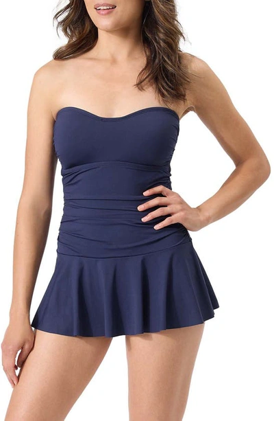 Tommy Bahama Bandeau Swimsuit Dress In Mare Navy