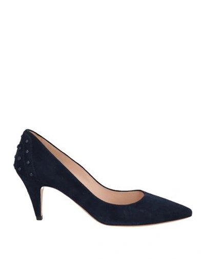 Tod's Woman Pumps Midnight Blue Size 8.5 Soft Leather In Blue