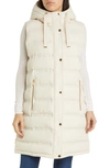Bcbgeneration Hooded Water Resistant Longline Puffer Vest In Ivory