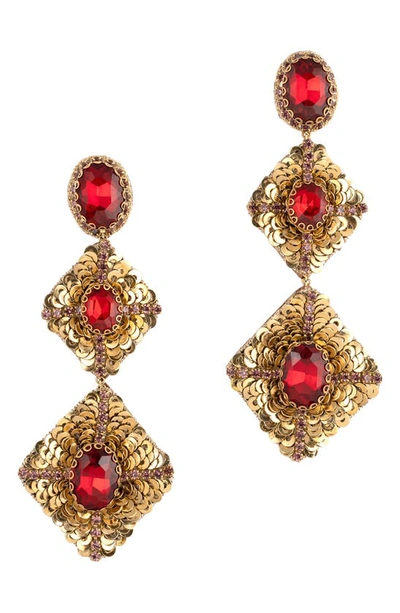 Deepa Gurnani Julia Drop Earrings In Ruby