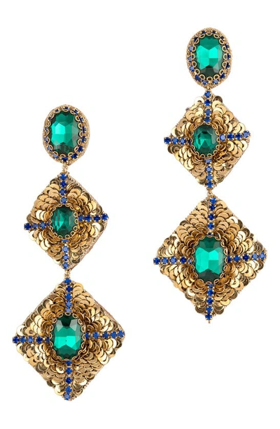 Deepa Gurnani Julia Drop Earrings In Emerald