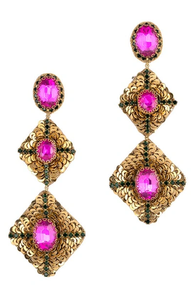 Deepa Gurnani Julia Drop Earrings In Fuchsia