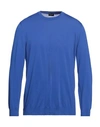 Drumohr Man Sweater Bright Blue Size 44 Cotton