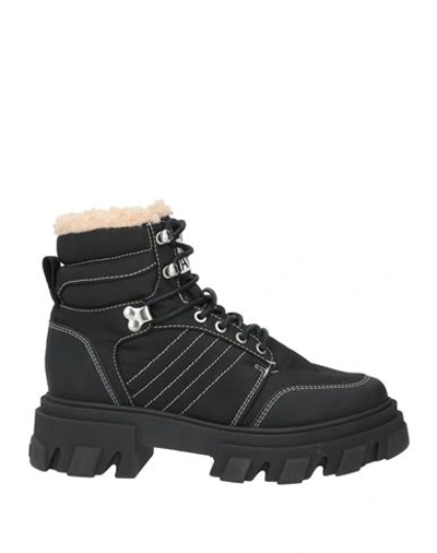 Ganni Woman Ankle Boots Black Size 10 Textile Fibers