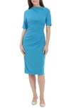 Maggy London Asymmetric Neck Sheath Midi Dress In Blue
