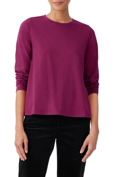 Eileen Fisher Round Neck Organic Cotton Top In Roseberry