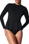 SPANX PIQUÉ LONG SLEEVE PEPLUM RASHGUARD