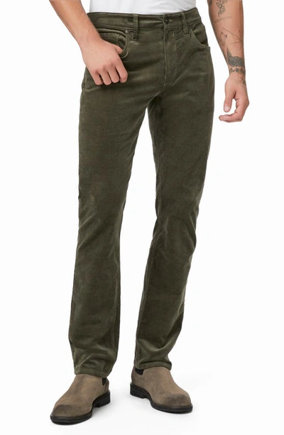 Paige Lennox Slim Fit Corduroy Pants In Deep Anchor In Forest Shadow