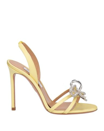 Aquazzura Woman Sandals Light Yellow Size 6 Textile Fibers