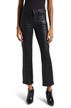 L AGENCE GINNY COATED HIGH WAIST ZIP ANKLE STRAIGHT LEG JEANS