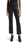 L Agence Ginny High Rise Straight Jeans In Noir Coated In Noir Coated