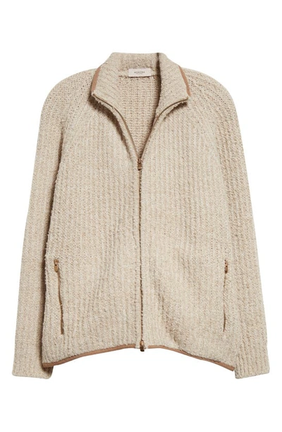 Agnona Raglan Sleeve Cashmere Blend Zip Cardigan In Tufo