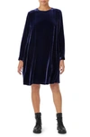 Eileen Fisher Long Sleeve Velvet Shift Dress In Venus