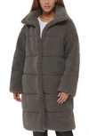 Levi's Quilted Fleece Long Teddy Coat In Carbon Grey
