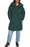 Levi's Quilted Fleece Long Teddy Coat In Darkest Spruce
