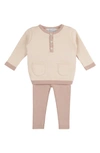 Feltman Brothers Henley Sweater & Rib Pants Set In Mauve