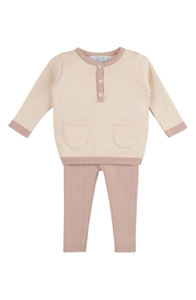 Feltman Brothers Babies' Henley Jumper & Rib Trousers Set In Mauve