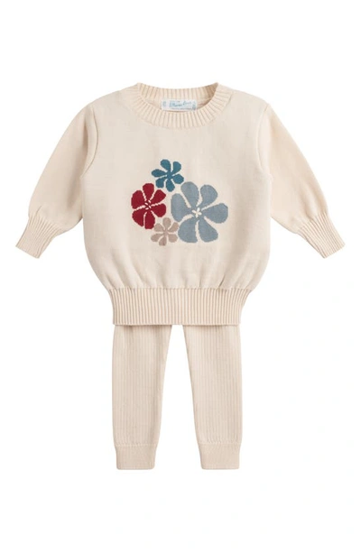 Feltman Brothers Babies' Floral Sweater & Pants Set In Ecru