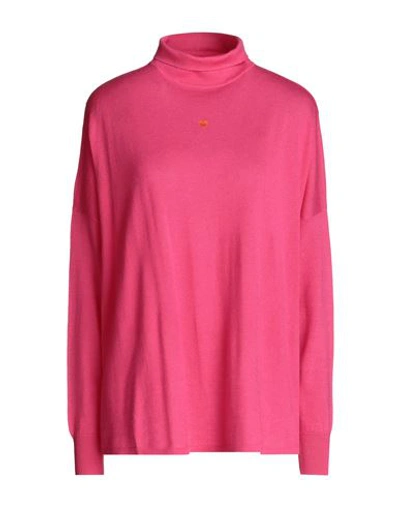 Max & Co . Woman Turtleneck Fuchsia Size L Virgin Wool In Pink