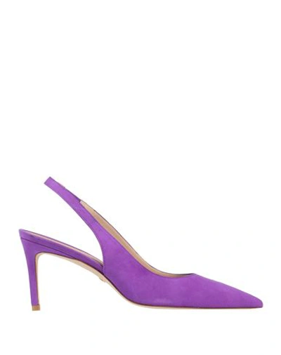 Stuart Weitzman Woman Pumps Purple Size 9 Soft Leather