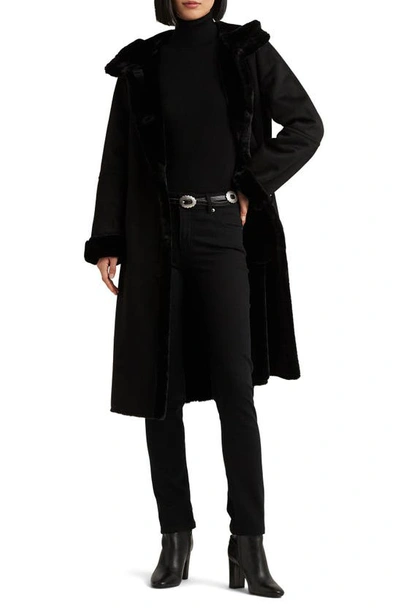 Lauren Ralph Lauren Hooded Duffle Coat In Black