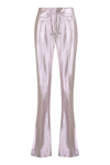 Genny Metallic Flared Trousers In Lilac