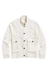 Billy Reid Stand Collar Slub Cotton Blend Cardigan In Tinted White