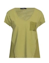 High Woman T-shirt Military Green Size Xs Cotton, Linen, Rayon In Green
