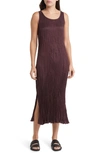 Eileen Fisher Missy Crushed Cupro Sleeveless Scoop-neck Midi Dress In Cassis