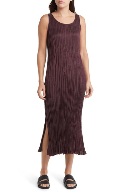 Eileen Fisher Missy Crushed Cupro Sleeveless Scoop-neck Midi Dress In Casis