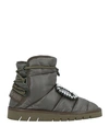 Roger Vivier Woman Ankle Boots Military Green Size 7 Textile Fibers, Soft Leather