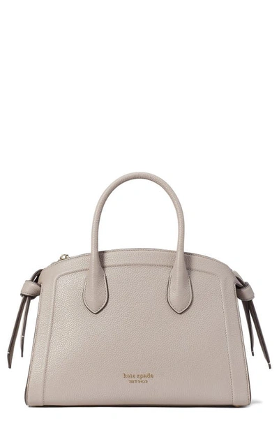 Kate Spade Medium Knott Pebbled Leather Satchel In Warm Taupe.