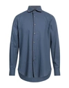 Pal Zileri Man Shirt Slate Blue Size 16 Cotton
