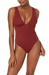 Andie The Mykonos Long Torso One-piece Swimsuit In Truffle