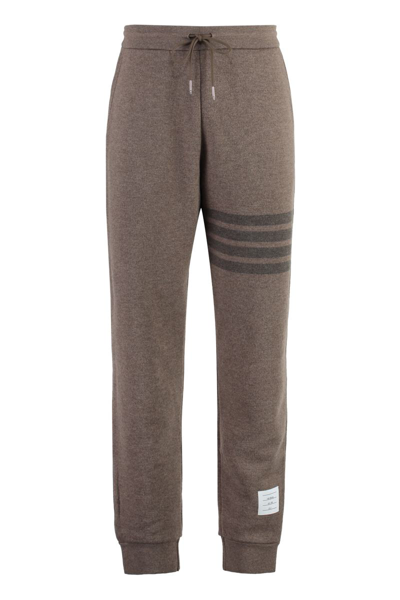 Thom Browne Wool Loopback 4-bar Sweatpants In Brown