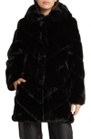 Bcbgmaxazria Chevron Faux Fur Hooded Jacket In Black