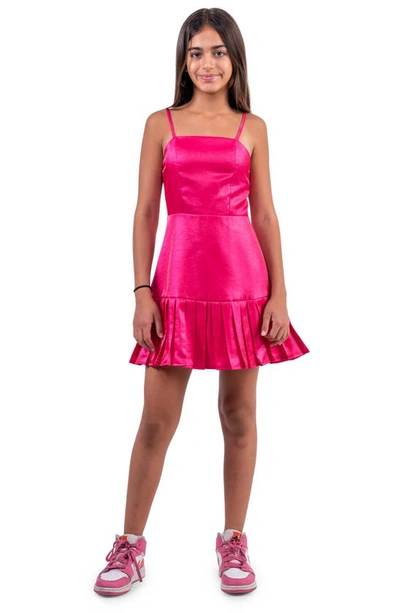 Miss Behave Kids' Lace-up Back Pleated Party Dress In Pink