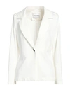 Brand Unique Woman Blazer Ivory Size 3 Viscose, Polyamide, Elastane In White