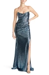 THEIA SKYE SEQUIN STRAPLESS GOWN